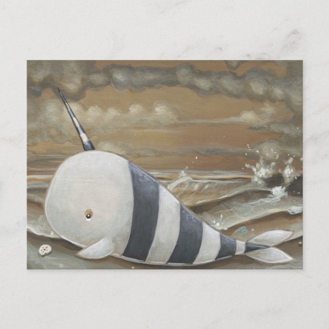 Beached Narwhal-fantasi-vykort Vykort (Framsida)