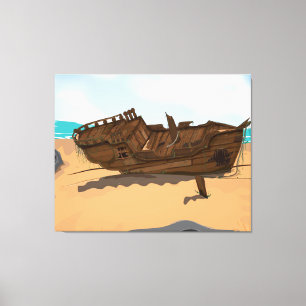 Beached Shipwreck Canvastryck