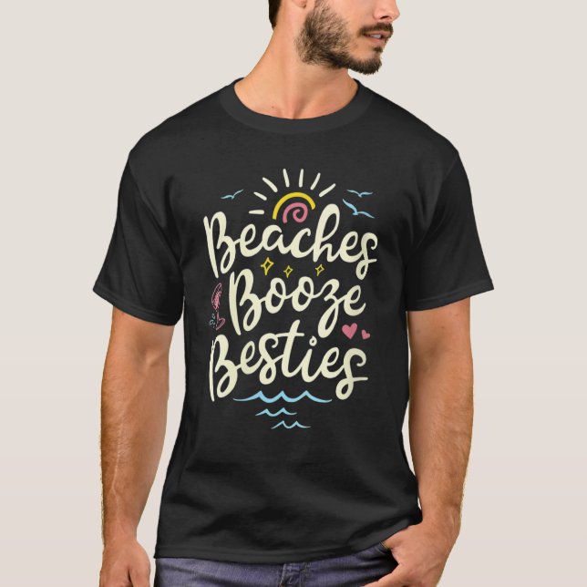 Beaches Booze Besties Summer Best Friend Girls Tri T Shirt (Framsida)