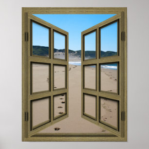 Beachfront 6 Pane Open Fransk Door Poster