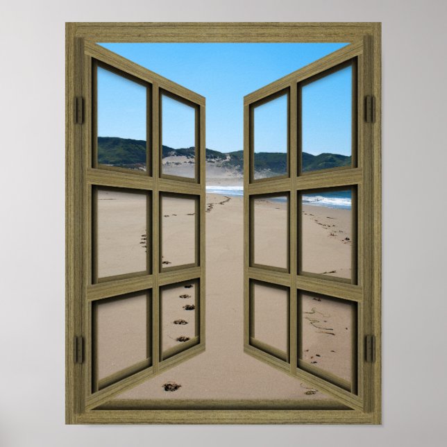 Beachfront 6 Pane Open Fransk Door Poster (Framsidan)