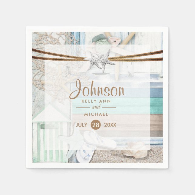 Beachfront Bröllop Pappersservett (Framsidan)