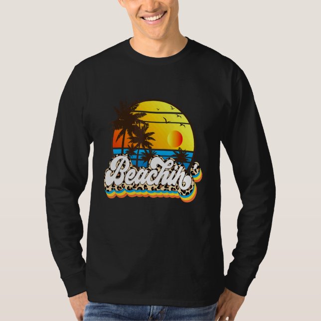 Beachin'Retro Leopard Sunset Graphic T Shirt (Framsida)