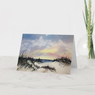 Beachscape Watercolor Art Greeting Card Kort