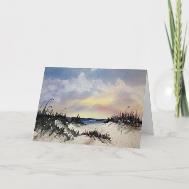 Beachscape Watercolor Art Greeting Card Kort (Framsida)