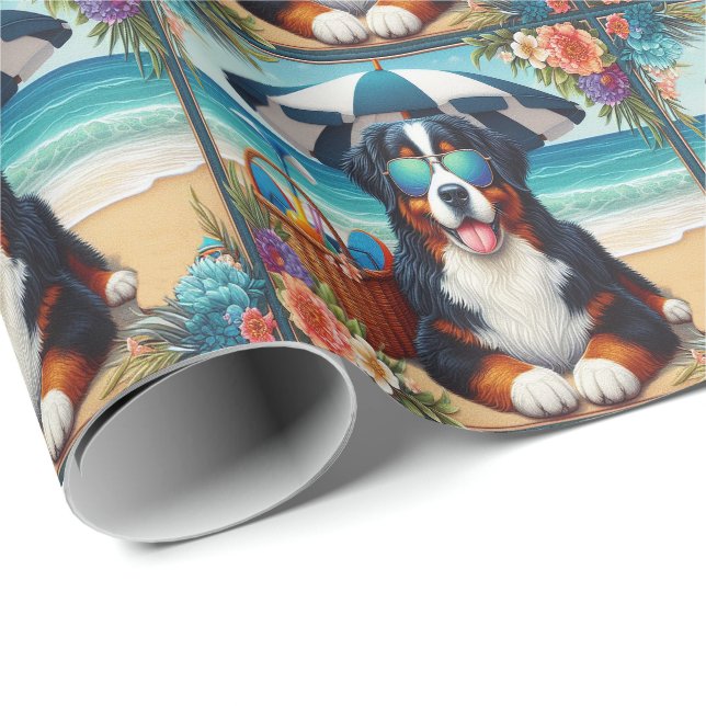 Beachside Bernese Bliss: Coola Hund med solglasögo Presentpapper (Rullad Hörn)