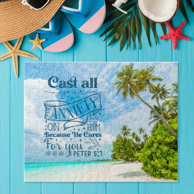 Beachside Blessings: 1 Peter 5:7 Bible verse verse Pussel (Skapare uppladdad)