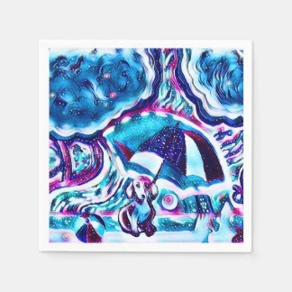 Beachside Bliss: Hund under Parbrella Pappersservett