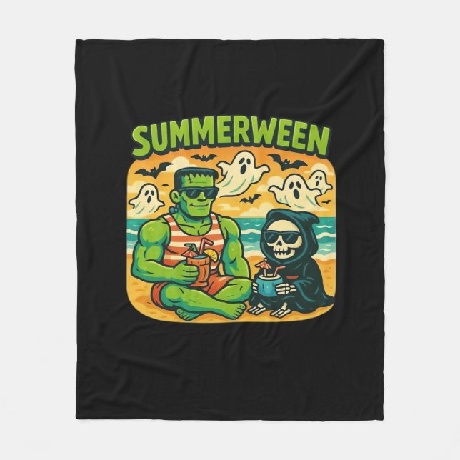 Beachside Boogeymen - klassen Retro Summerween Vib Fleecefilt (Framsidan)
