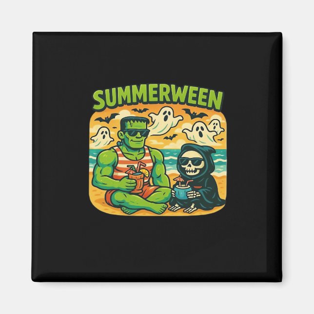 Beachside Boogeymen - klassen Retro Summerween Vib Magnet (Framsidan)