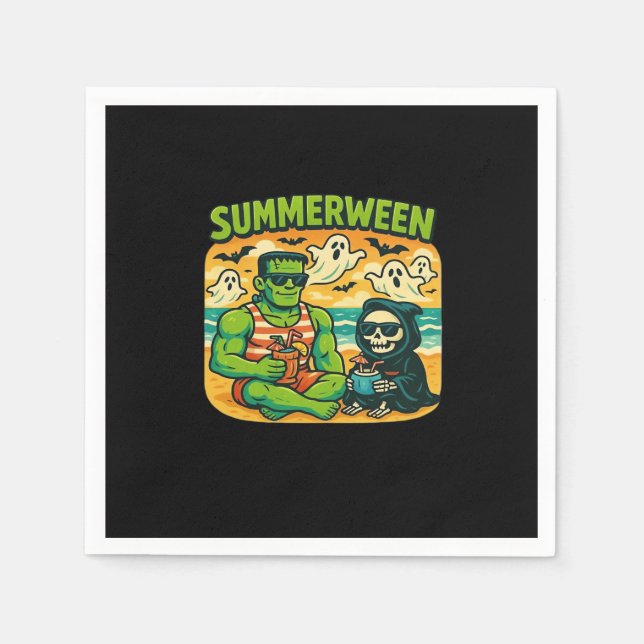 Beachside Boogeymen - klassen Retro Summerween Vib Pappersservett (Framsidan)