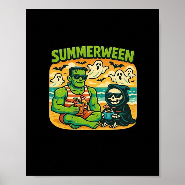 Beachside Boogeymen - klassen Retro Summerween Vib Poster (Framsidan)