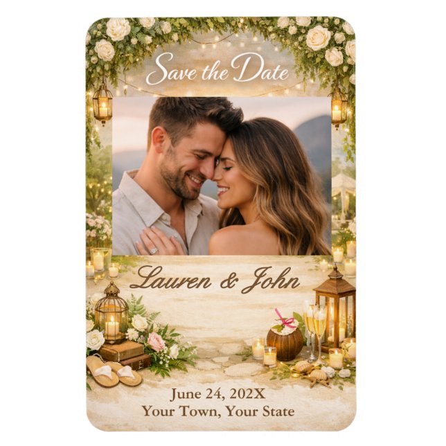 Beachside Garde Photo Save The Date Wedding Magnet (Vertikal)