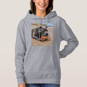 "Beachside Pals: A Staffy and its Crab Assion" T Shirt