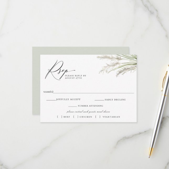 Beachside Pampas Grass Bröllop OSA Meal Choal Kort (Fram/Back In Situ)