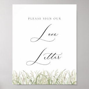 Beachside Pampas Grass Kärlek Brev Poster