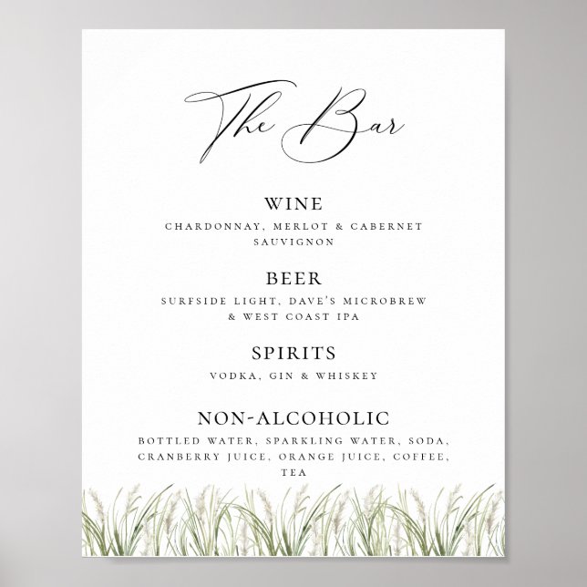 Beachside Pampas Grass Pub Poster (Framsidan)
