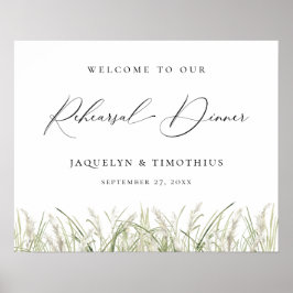 Beachside Pampas Grass Rehearsal Dinner Poster