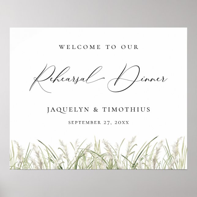 Beachside Pampas Grass Rehearsal Dinner Poster (Framsidan)