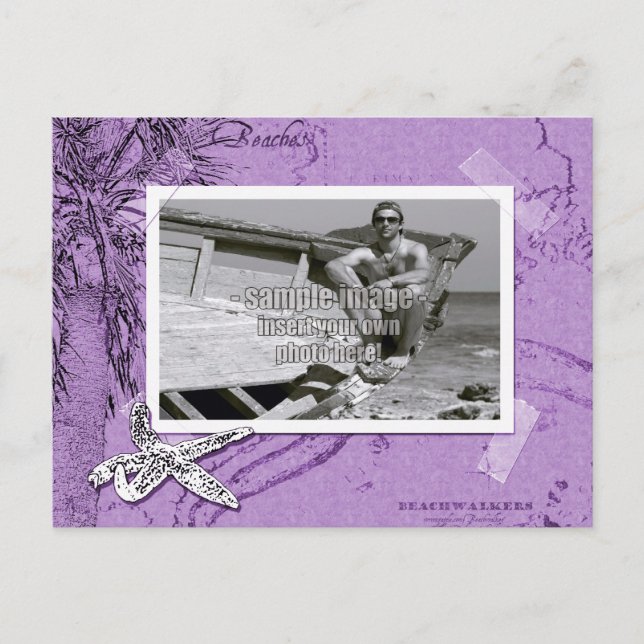Beachwalker Collage Violet Photo Ram Vykort (Framsida)
