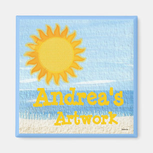 Beachy barnkonstverk magnet