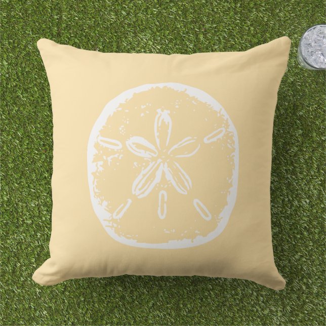 Beachy beige and white sand dollar shell kudde (Gräs)