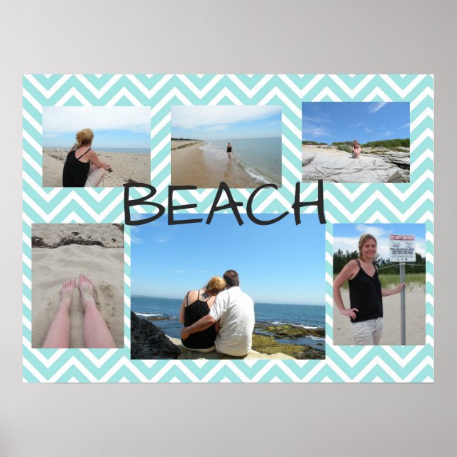 Beachy Blue Multi Bild Personlig Poster (Framsidan)