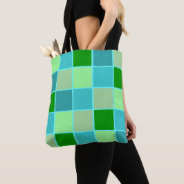 Beachy Blue och Grönt Squares Tygkasse