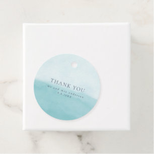 Beachy Blues Watercolor Beach Wedding Tack Gåvor Etiketter