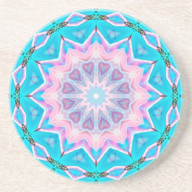 Beachy Boho Kärlek Mandala Rosa & Blue Mandala Underlägg (Framsidan)