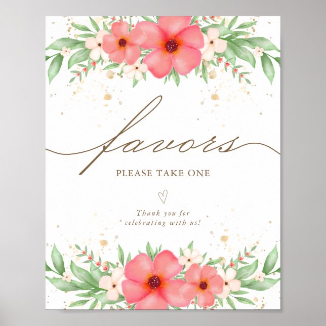 Beachy Boho Rosa Ivory Greenery Blommigt Favors Un Poster (Framsidan)