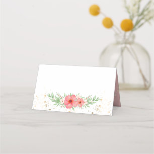 Beachy Boho Rosa Ivory Greenery Blommigt Placeringskort