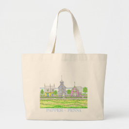 Beachy Cottages Jumbo Tote Tygkasse