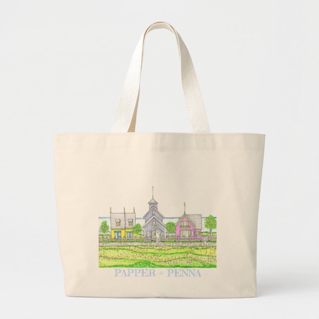 Beachy Cottages Jumbo Tote Tygkasse (Framsidan)