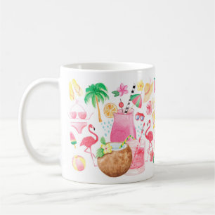 Beachy Cute Summer Roligt Watercolor Icons Kaffemugg