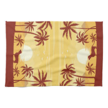 Beachy Dachshund Sunset Towel Swututgående Handfla