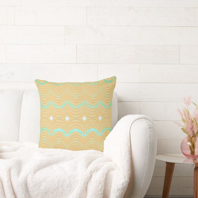Beachy Green & Mustard Yellow Kudde (Soffa)