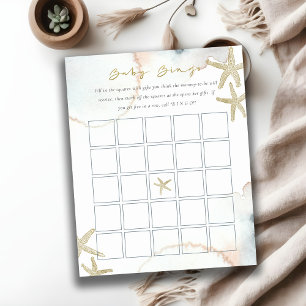 Beachy Guld Dusky Blue Starfish Bingo Baby Shower