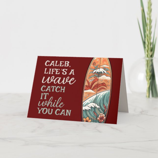 Beachy Hawaiian Surfa Studenten Kort (Framsida)