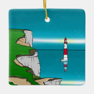 Beachy Head-fyr och Cliff Top Julgransprydnad Keramik