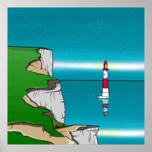 Beachy Head-fyr och Cliff Top Poster