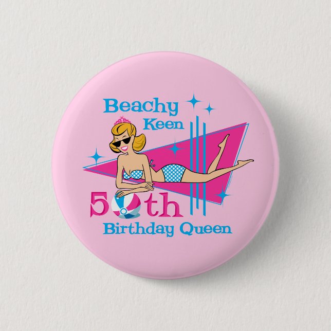 Beachy intensiv 50th födelsedag knapp (Framsida)