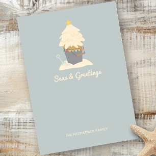 Beachy jul Sand Pail Flat Helgdag Card Julkort