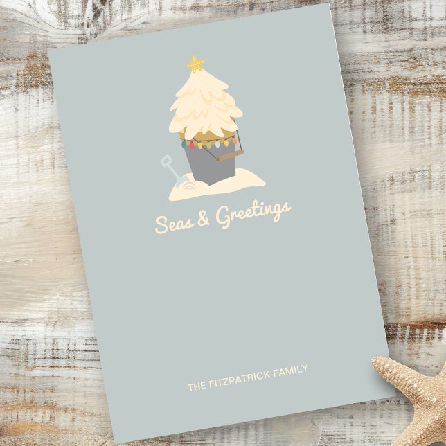 Beachy jul Sand Pail Flat Helgdag Card Julkort (Skapare uppladdad)
