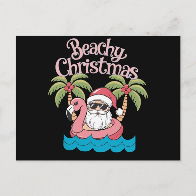 Beachy jul Tropical Vacation Santa Beach Helg Vykort (Framsida)