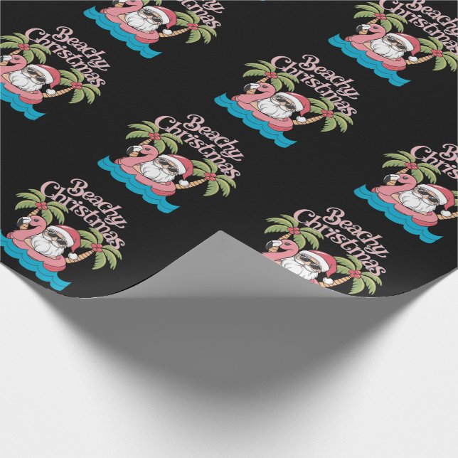 Beachy jul Tropical Vacation Santa Beach Presentpapper (Hörn)
