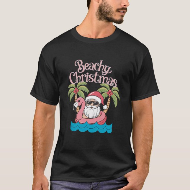 Beachy jul Tropical Vacation Santa Beach T Shirt (Framsida)
