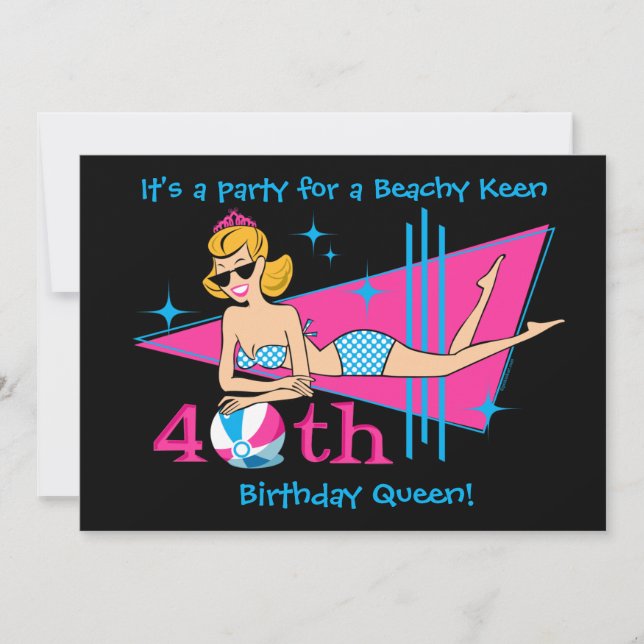 Beachy Keen 40:e födelsedagsinbjudningar Anpassnin Inbjudningar (Framsida)