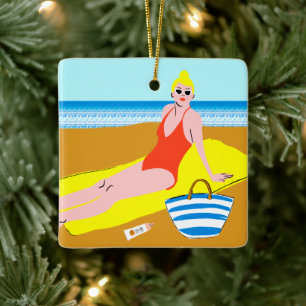 Beachy Keen - Gult Julgransprydnad Keramik