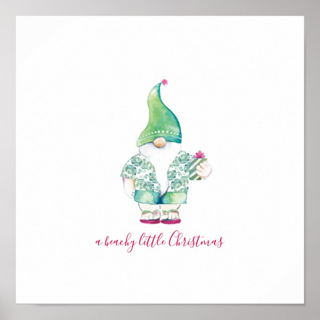 Beachy Little jul Watercolor Art Poster (Framsidan)